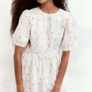 H&M Floral Puff-Sleeve Mini Dress